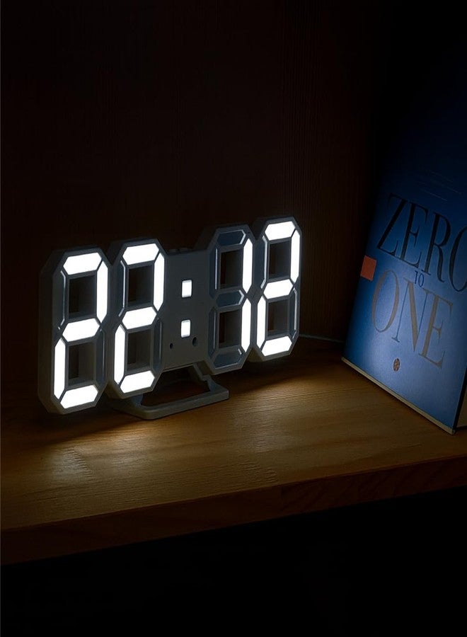 Dangfly Digital Led Clock Acryalic 3D LED Digital Wall Clock Digital Clock Wall Hanging,Auto-Adjustable Brightness,at Night12/24Hr Works on Electricity, Bedroom (Pack of 1), White - Image 3